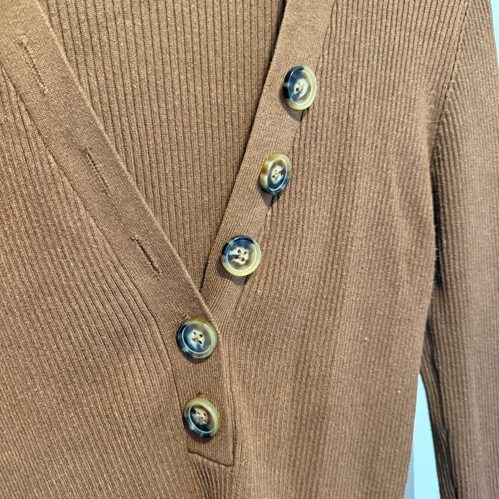 Simons Brown Ribbed Knit Top - Picture 4 of 4